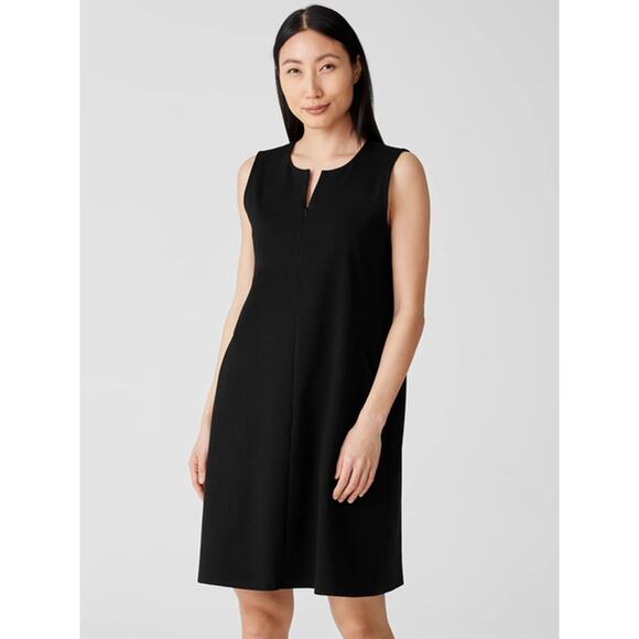 Eileen Fisher Split-Neck Zip-Front Ponte Dress Size Small - Picture 5 of 8